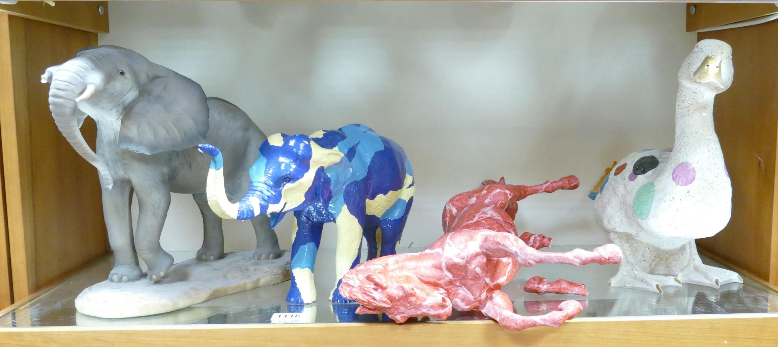 Northlight Group of Resin Very Large Figures including elephants, Goose & Rearing Horse, all with