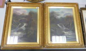 Two Large Turn of the Century Oil on Board Landscapes, each frame size 75 x 59