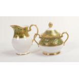 De Lamerie Fine Bone China heavily gilded Robert Adam patterned Cream Jug & Sugar Bowl, specially