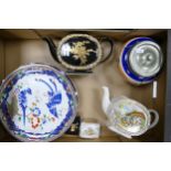 A mixed collection of items to include Sadler teapot, decorative wall plates, biscuit barrel etc ( 1