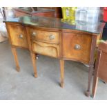 Sheraton Style Sideboard with glass top, length 138cm, depth 54cm & height 92cm