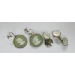 Pair of Wedgwood & sterling silver earrings, plus pair of silver & mother of pearl cuff links