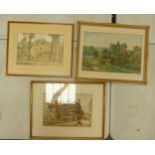 Three Landscape Theme Watercolours including Moreton Hall , The Flacon Inn Chester etc (3)