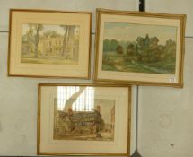 Three Landscape Theme Watercolours including Moreton Hall , The Flacon Inn Chester etc (3)