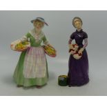 Royal Doulton Lady Figures Daffy Down Dilly HN1712 (hairline to hat) & Good Day Sir Hn2896(2)
