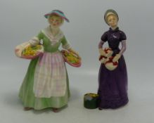 Royal Doulton Lady Figures Daffy Down Dilly HN1712 (hairline to hat) & Good Day Sir Hn2896(2)
