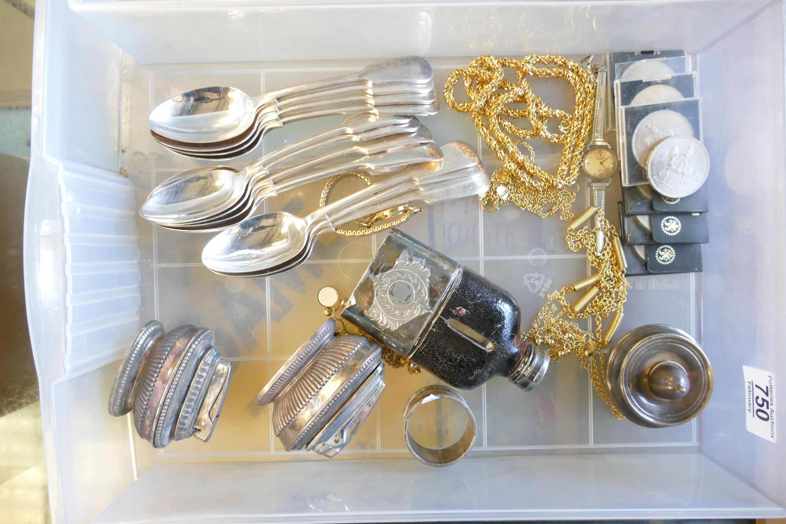 A mixed collection of items to include silver plated cigarette lighters, costume jewellery,