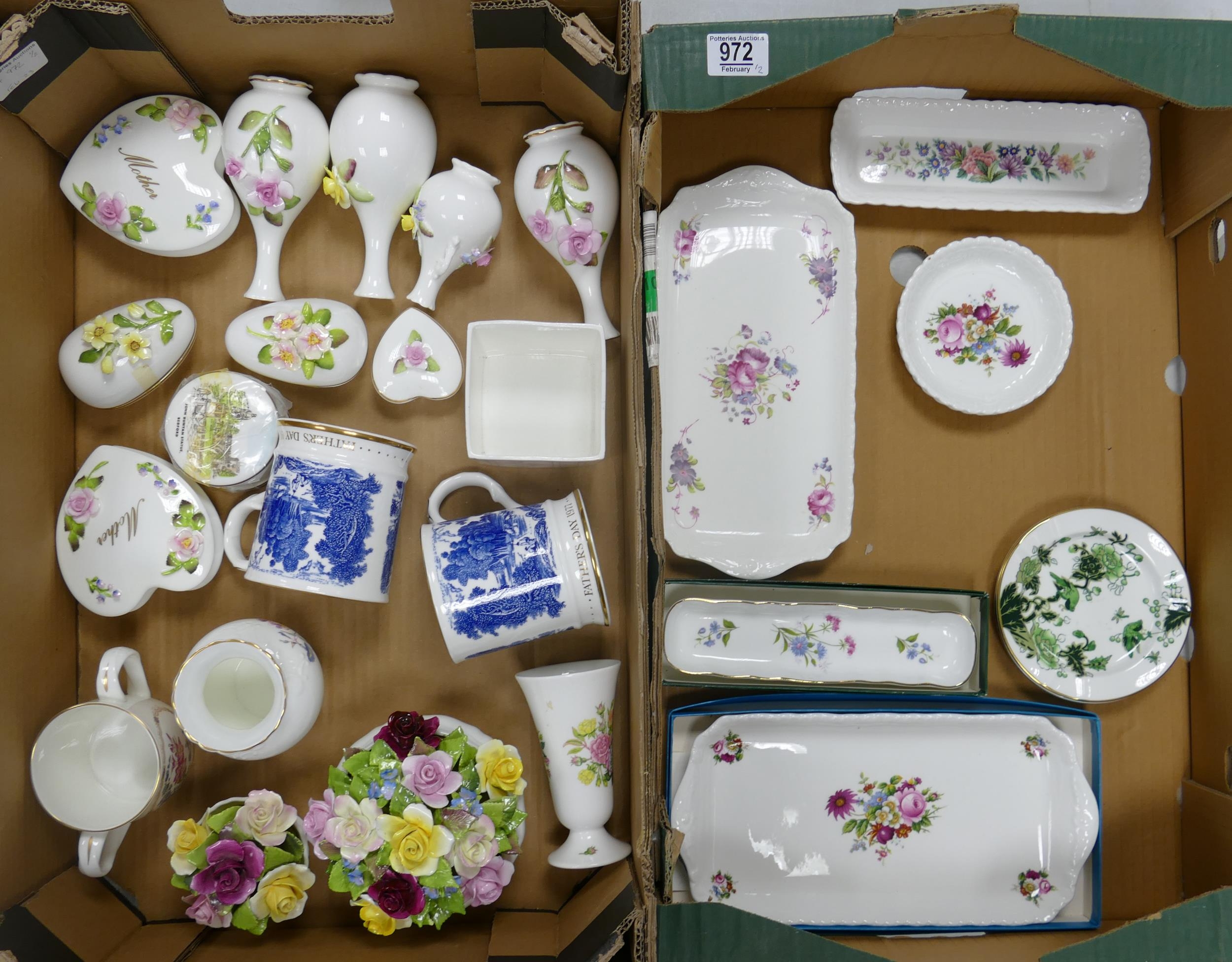 A Collection of Coalport items to include, Vases, posies, Fathers Day mugs, Trinket boxes, dishes,