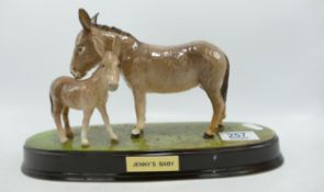 Beswick Donkey and foal on base '' Jennys Baby'', all legs reglued