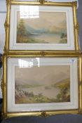 Two Framed Landscapes with images of cattle in highland scene, each frame size 49 x 64cm(2)