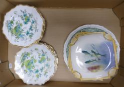 A mixed collection of items to include Spode Fish Patterned Plates, Unmarked (presumed Spode) floral