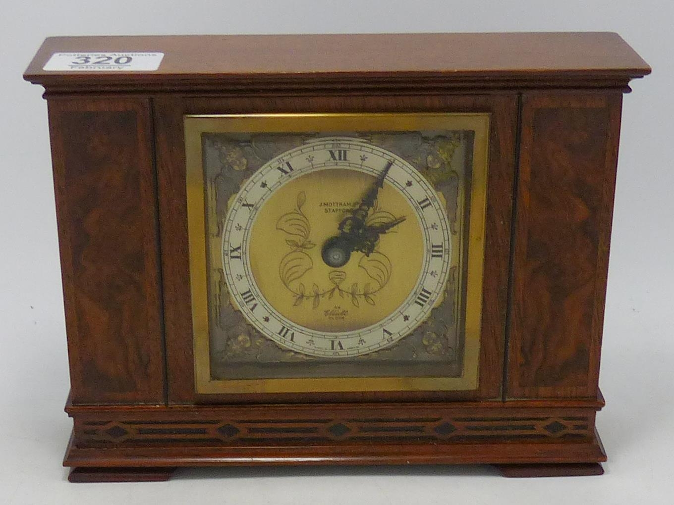 Cased Elliot Walnut Mantle Clock , length 20.5cm