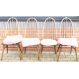 Four Ercol Hoop Back Dining Chairs, some stain loss