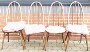 Four Ercol Hoop Back Dining Chairs, some stain loss