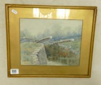 Local Interest Watercolour of Canal Lock, frame size 34 x 40cm