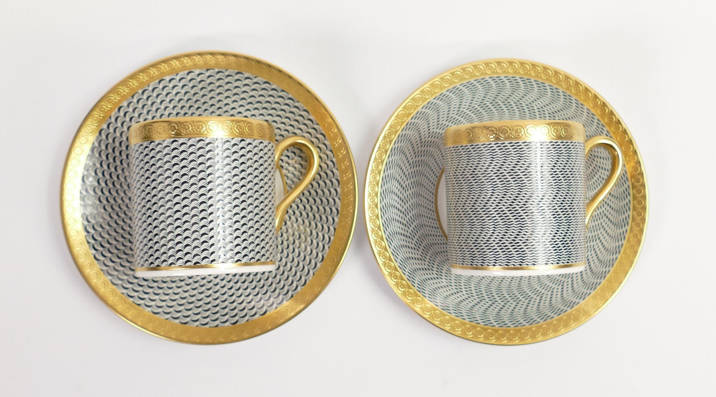 De Lamerie Fine Bone China heavily gilded Majestic patterned Coffee Cans & Saucers, specially made - Image 4 of 4