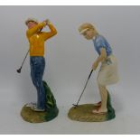 Royal Doulton Character figure Teeing Off HN3276 together with Winning Putt HN3279(2)