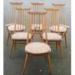 Blonde Ercol Set of Six Dining Chairs inc two carvers, some sun bleaching(6)