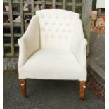 Cream Upholstered Low Arm Chair