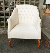Cream Upholstered Low Arm Chair