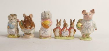 Beswick Beatrix Potter Figures to include Appley Dappley Bp2a, Goody Tiptoes Bp2a, Miss Moppet Bp2a,