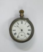 Unusual duel sided dial silver cased gents keyless chronograph pocket watch by Samual Greenhough &