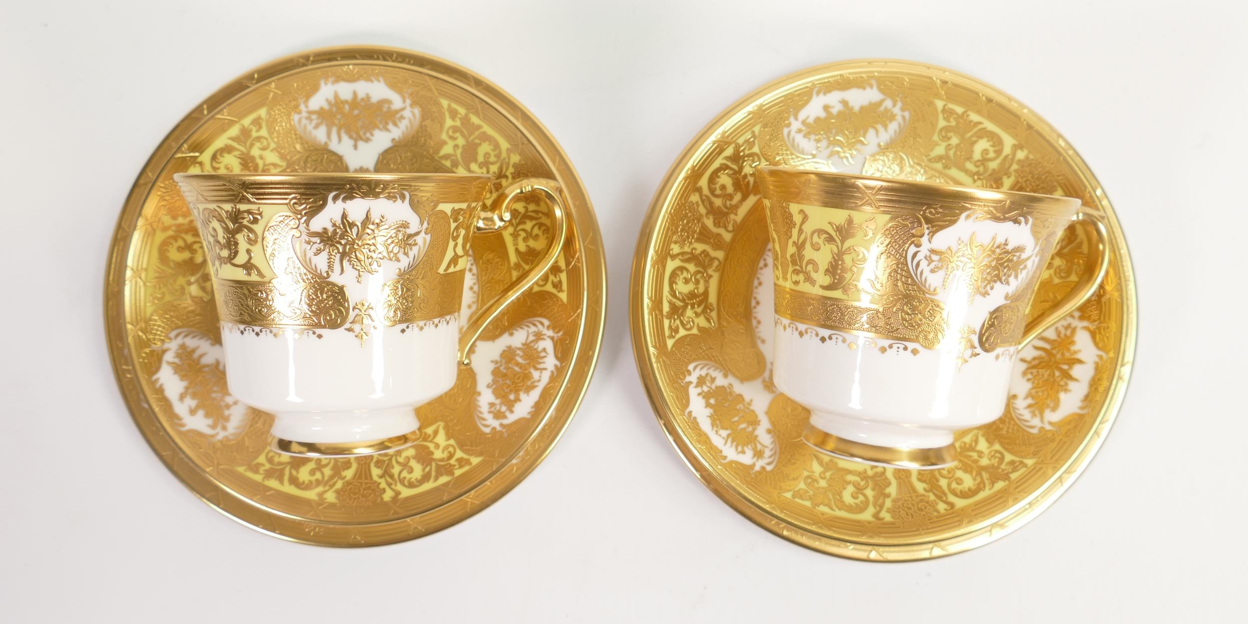 De Lamerie Fine Bone China heavily gilded Majestic patterned Trio's, specially made high end quality - Image 2 of 4