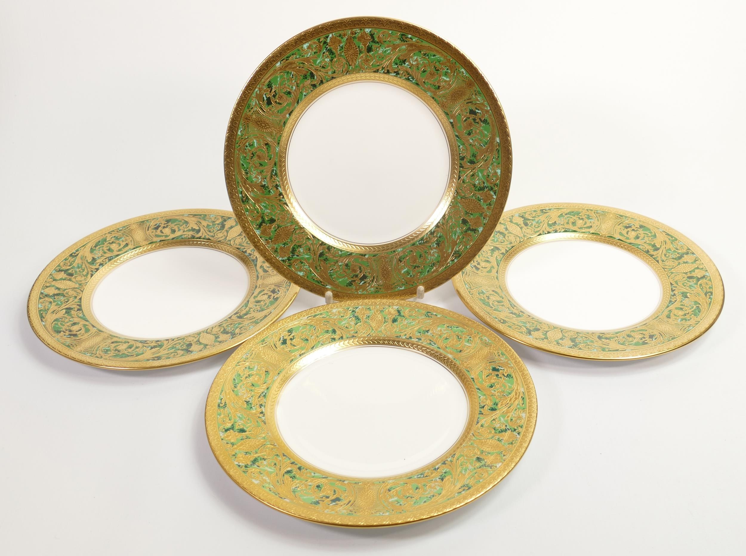 De Lamerie Fine Bone China heavily gilded Robert Adam patterned Salad Plates, specially made high