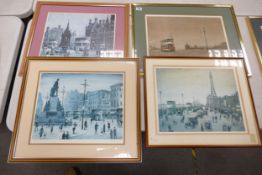 A collection of Arthur Delaney Signed Prints of Manchester & Blackpool, 3 times noted as limited