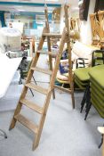 Vintage handled wooden step ladders with mounts similar to simplex ladders