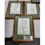 Series of 3 caricature Tony Rafty limited edition prints of US Golfers, each frame size 48 x 36cm(3)