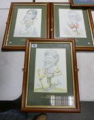 Series of 3 caricature Tony Rafty limited edition prints of US Golfers, each frame size 48 x 36cm(3)