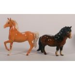 Beswick Shetland pony: together with a prancing palomino. Both have restored ears