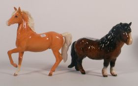 Beswick Shetland pony: together with a prancing palomino. Both have restored ears