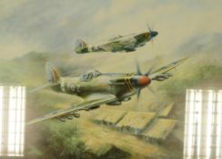 Limited Edition J W Michell Spitfire The Last Flight Framed Print, frame size 69 x 79.5cm