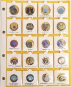Scottish Bowling club enamel badges x 20 on one page. This is one lot of many similar lots offered