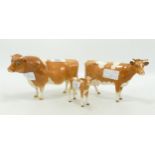 Beswick Guernsey Family Bull 1451, Cow 1248B and Calf 1249A (3).