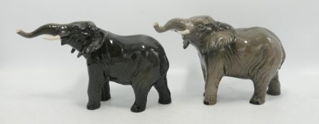 Beswick Elephants 974 both with trucks in salute( one with no backstamp)(2)