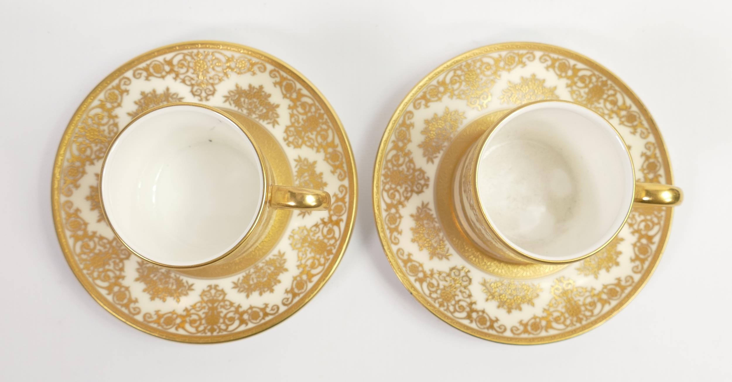 De Lamerie Fine Bone China heavily gilded Majestic patterned Coffee Cans & Saucers, specially made - Image 2 of 4