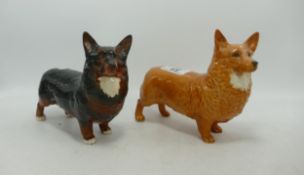 Two Beswick large Corgi Dogs 1299, in light tan and dark brindle colours. (2)