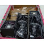 Boxed Waterford Crystal Candlesticks & Mantle Clock etc