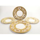 De Lamerie Fine Bone China heavily gilded Majestic patterned salad plates & dinner plates, specially