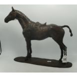 Belina Sillars bronze affect sculpture of a race horse on plinth, h.36 x L39cm.