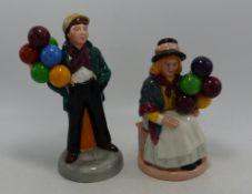 Royal Doulton character figures Balloon Girl HN2818 & Balloon Boy HN2934 (2).