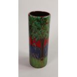 Anita Harris Bluebell wood Cylinder vase . Gold signed to base, height 21.5cm