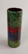 Anita Harris Bluebell wood Cylinder vase . Gold signed to base, height 21.5cm