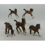 A collection of Beswick various brown foals. (5)