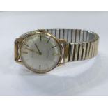 9ct gold gents Accurist wristwatch, not working and with engraved personal dedication to back cover.