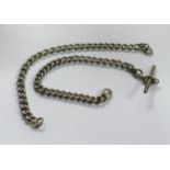 Two hallmarked solid silver antique single part watch chains, total weight 45.7g.