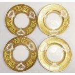 De Lamerie Fine Bone China heavily gilded Majestic patterned dinner plates, specially made high